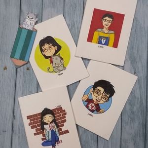 Personalised journals, with your avatars hand-drawn by me on the cover